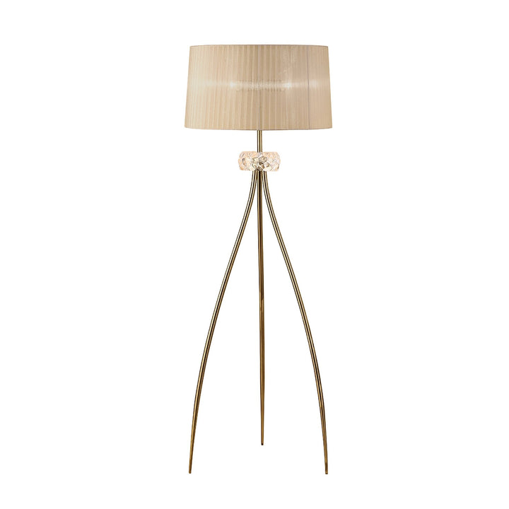 Mantra M4638AB Loewe Floor Lamp 3 Light Antique Brass Soft Bronze Shade