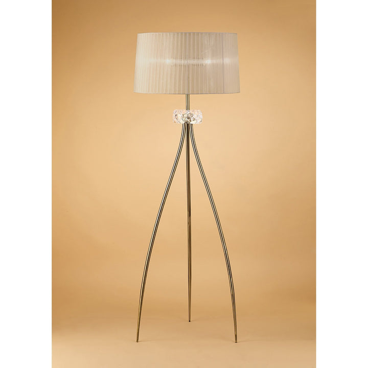 Mantra M4638AB Loewe Floor Lamp 3 Light Antique Brass Soft Bronze Shade