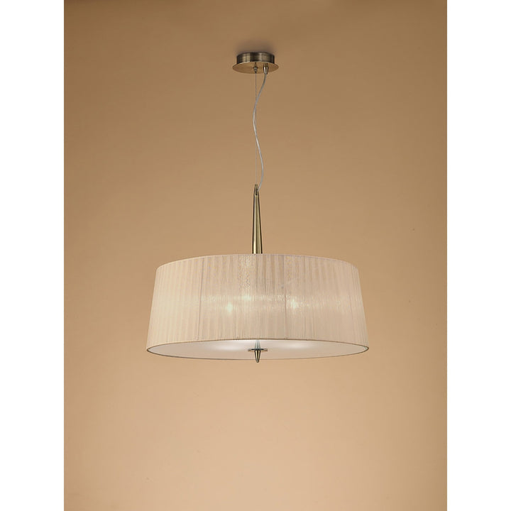 Mantra M4639AB Loewe Single Pendant 3 Light Antique Brass Soft Bronze Shade