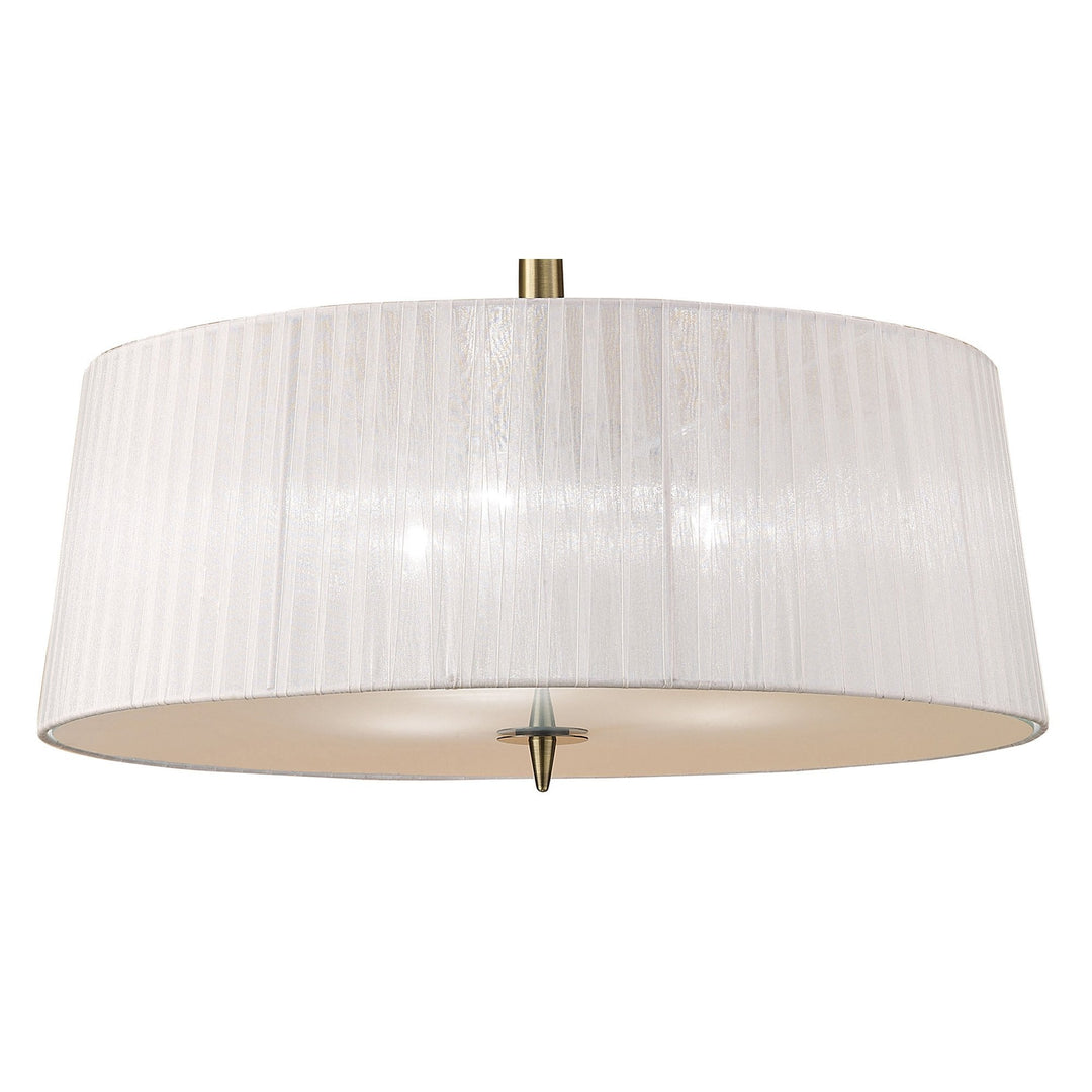 Mantra M4639AB Loewe Single Pendant 3 Light Antique Brass White Shade