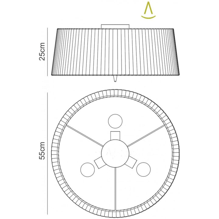 Mantra M4640AB Loewe Ceiling 3 Light Antique Brass