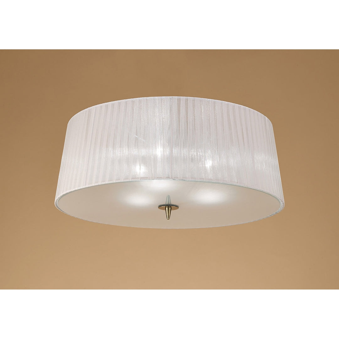 Mantra M4640AB Loewe Ceiling 3 Light Antique Brass White Shade