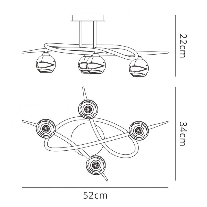 Mantra M1803 Loop Ceiling 4 Light Polished Chrome