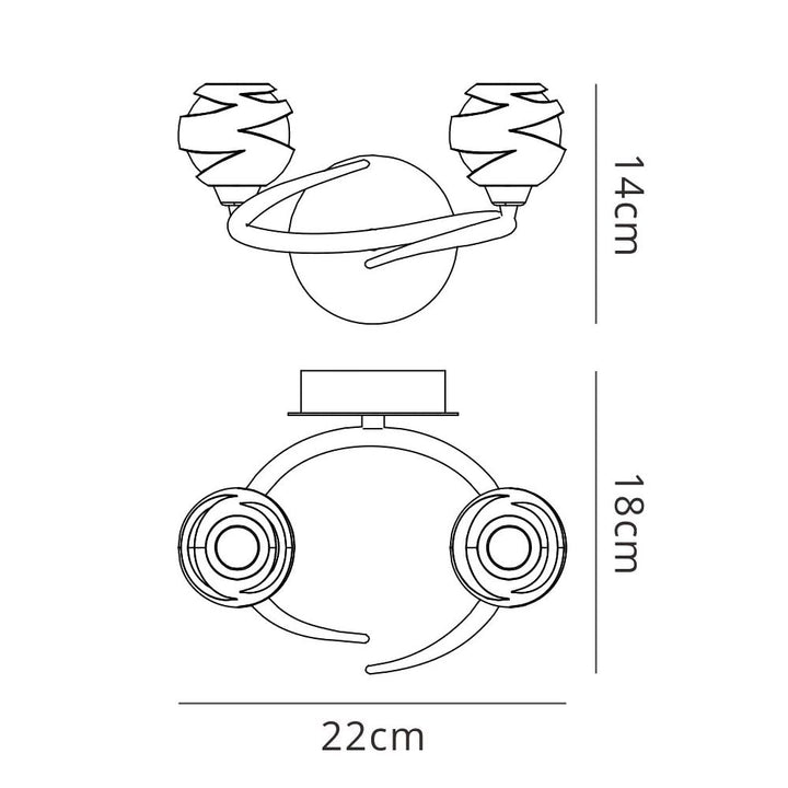 Mantra M1815/S Loop Wall Lamp Switched 2 Light Satin Nickel