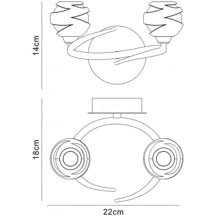 Mantra M1815 Loop Wall Lamp 2 Light G9 ECO Satin Nickel