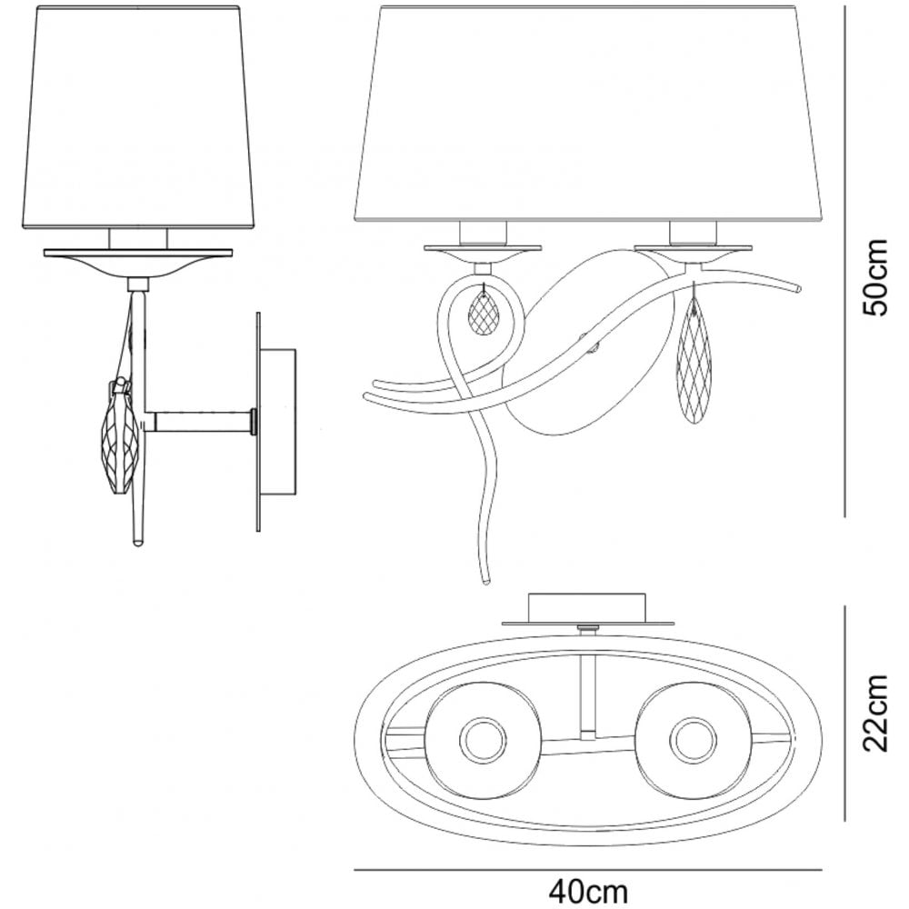 Mantra M5276/L Louise Wall Lamp Left 2 Light White Shade Polished Chrome