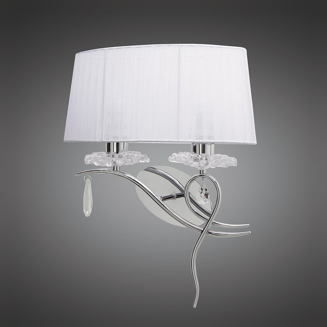 Mantra M5276/L Louise Wall Lamp Left 2 Light White Shade Polished Chrome