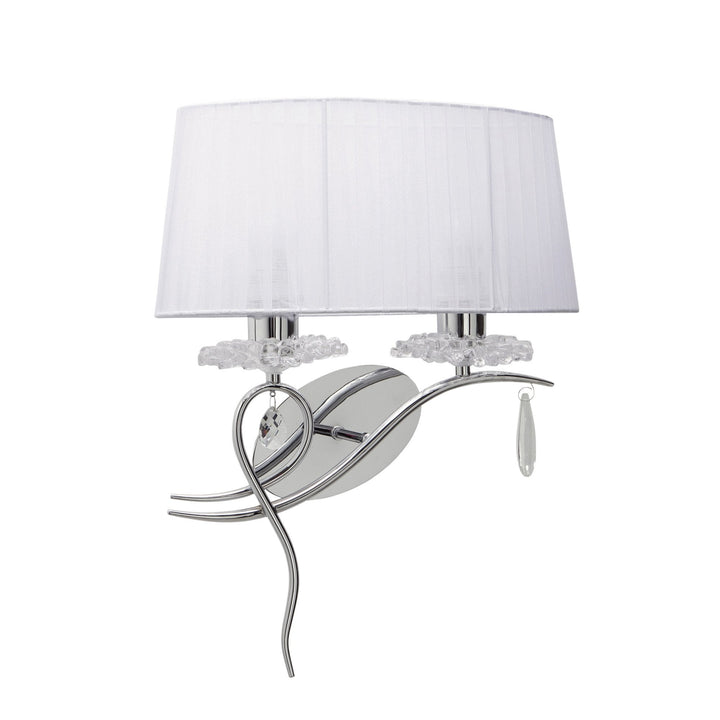 Mantra M5276 Louise Wall Lamp Right 2 Light White Shade Polished Chrome Clear Crystal