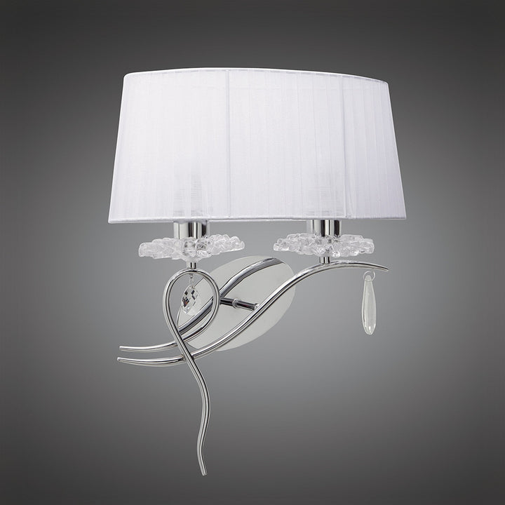 Mantra M5276 Louise Wall Lamp Right 2 Light White Shade Polished Chrome Clear Crystal