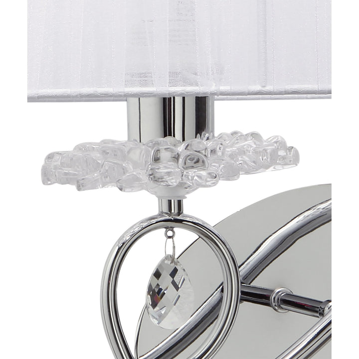 Mantra M5276 Louise Wall Lamp Right 2 Light White Shade Polished Chrome Clear Crystal