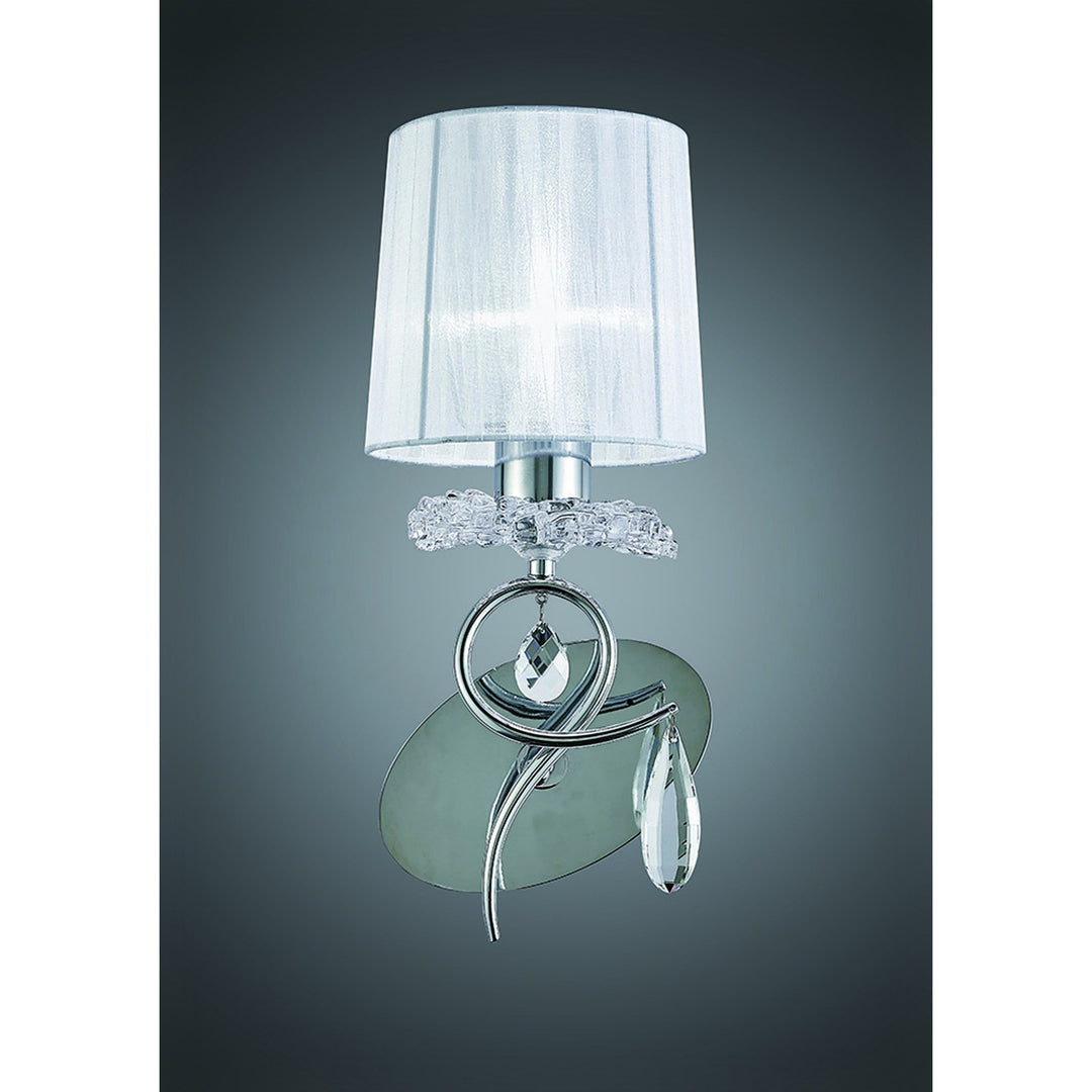 Mantra M5277 Louise Wall Lamp 1 Light White Shade Polished Chrome Clear Crystal