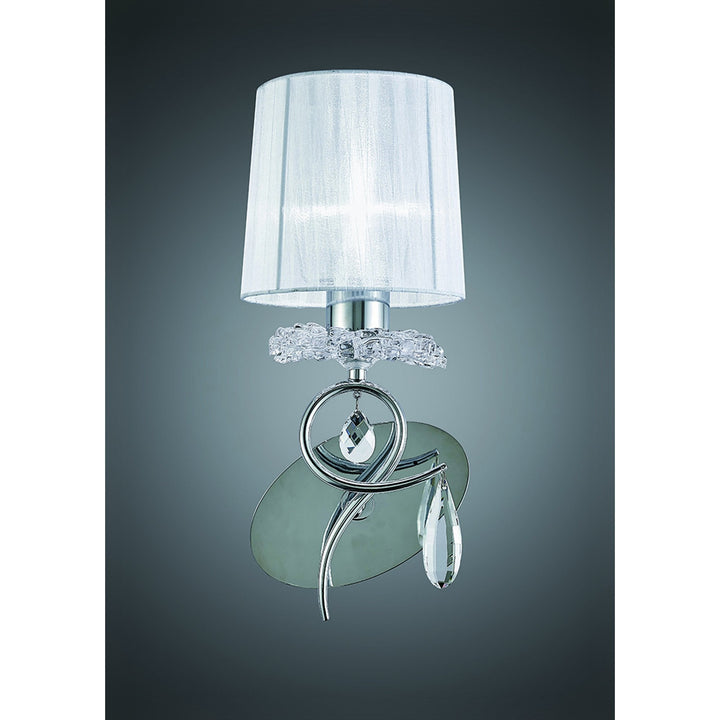 Mantra M5277 Louise Wall Lamp 1 Light White Shade Polished Chrome Clear Crystal