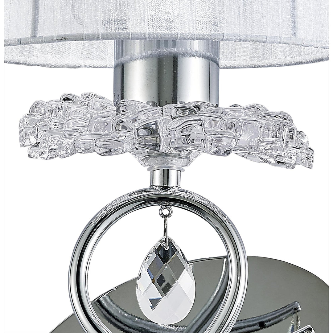 Mantra M5277 Louise Wall Lamp 1 Light White Shade Polished Chrome Clear Crystal