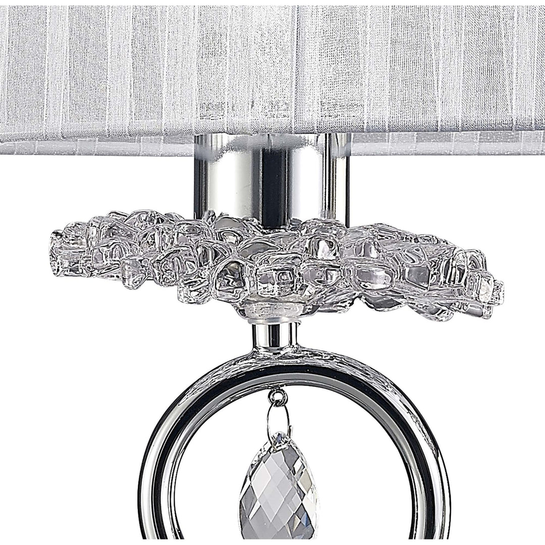 Mantra M5278 Louise Table Lamp 2 Light Large White Shade Polished Chrome Clear Crystal