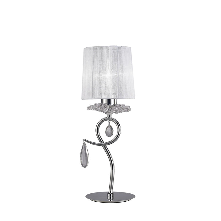 Mantra M5279 Louise Table Lamp 1 Light White Shade Polished Chrome Clear Crystal