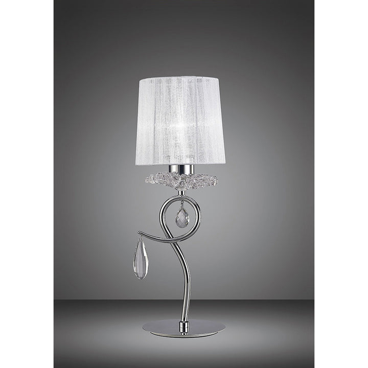 Mantra M5279 Louise Table Lamp 1 Light White Shade Polished Chrome Clear Crystal