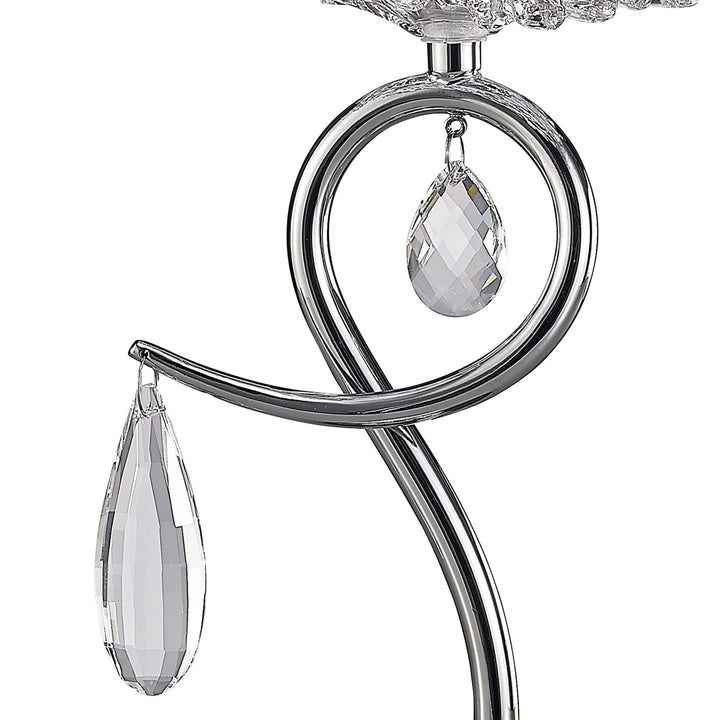 Mantra M5279 Louise Table Lamp 1 Light White Shade Polished Chrome Clear Crystal