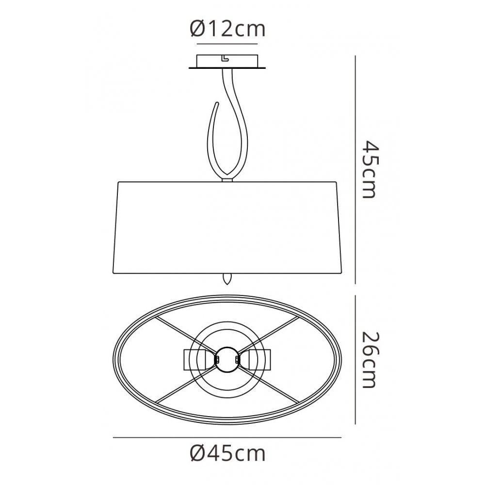 Mantra M3690 Lua Semi Ceiling 2 Light Ash Grey