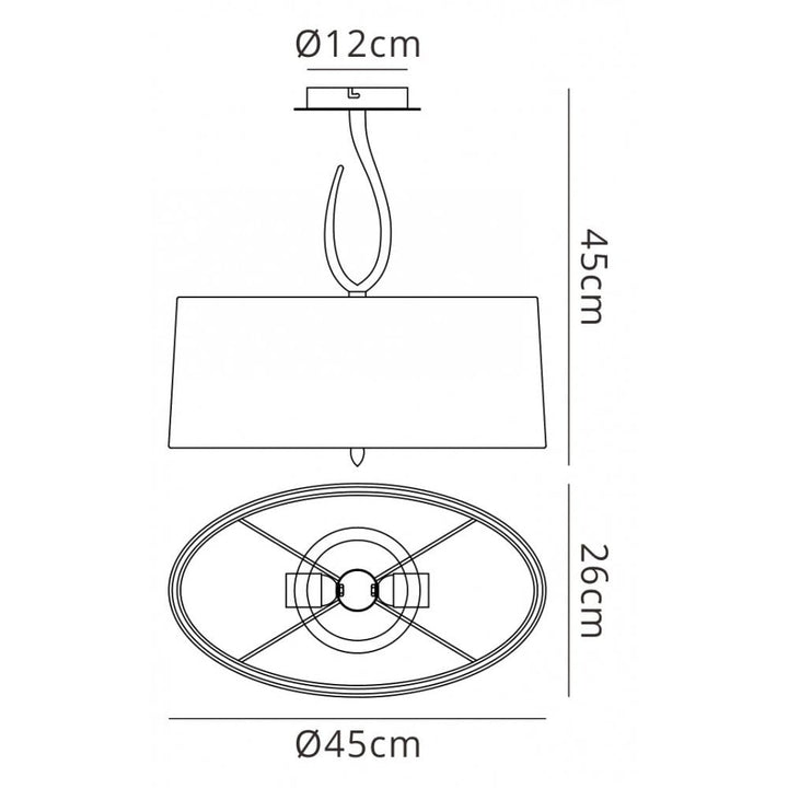 Mantra M3710 Lua Semi Ceiling 2 Light Satin Nickel