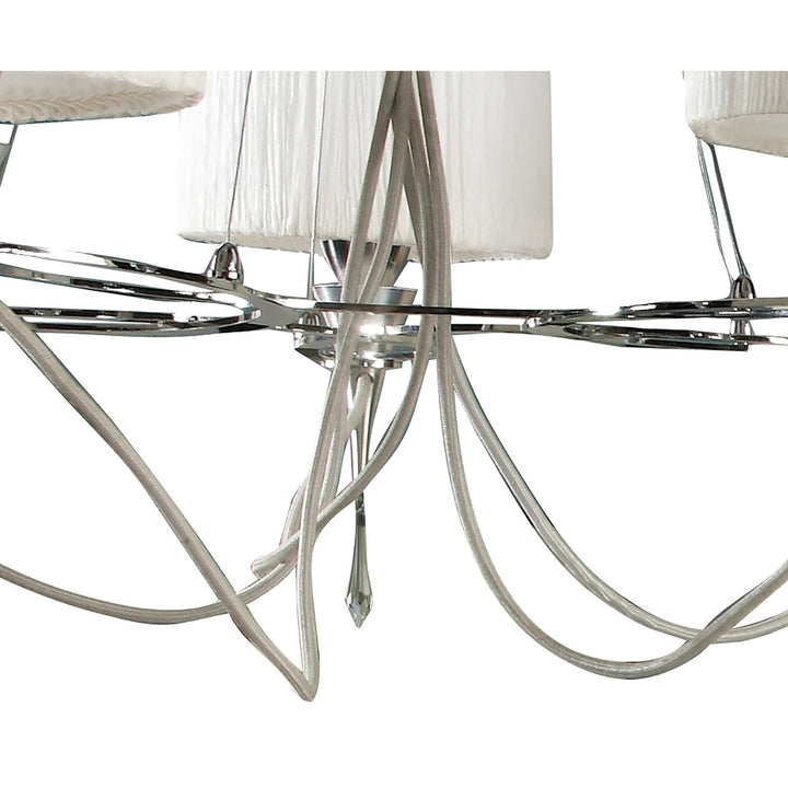 Mantra M1310 Lucca Pendant 5 Light E27 Polished Chrome White Shades & Clear Crystal