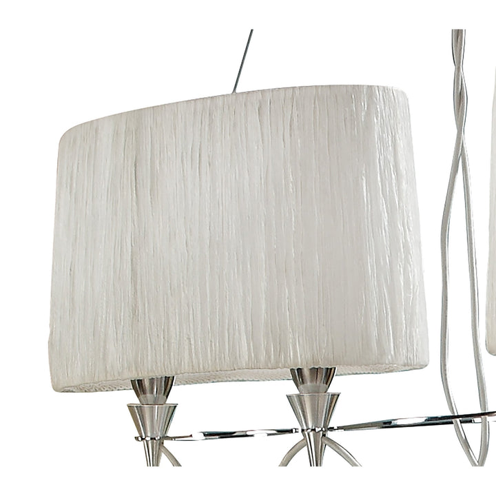 Mantra M1311 Lucca Linear Pendant 2 Arm 4 Light E27 Line Polished Chrome White Shades & Clear Crystal