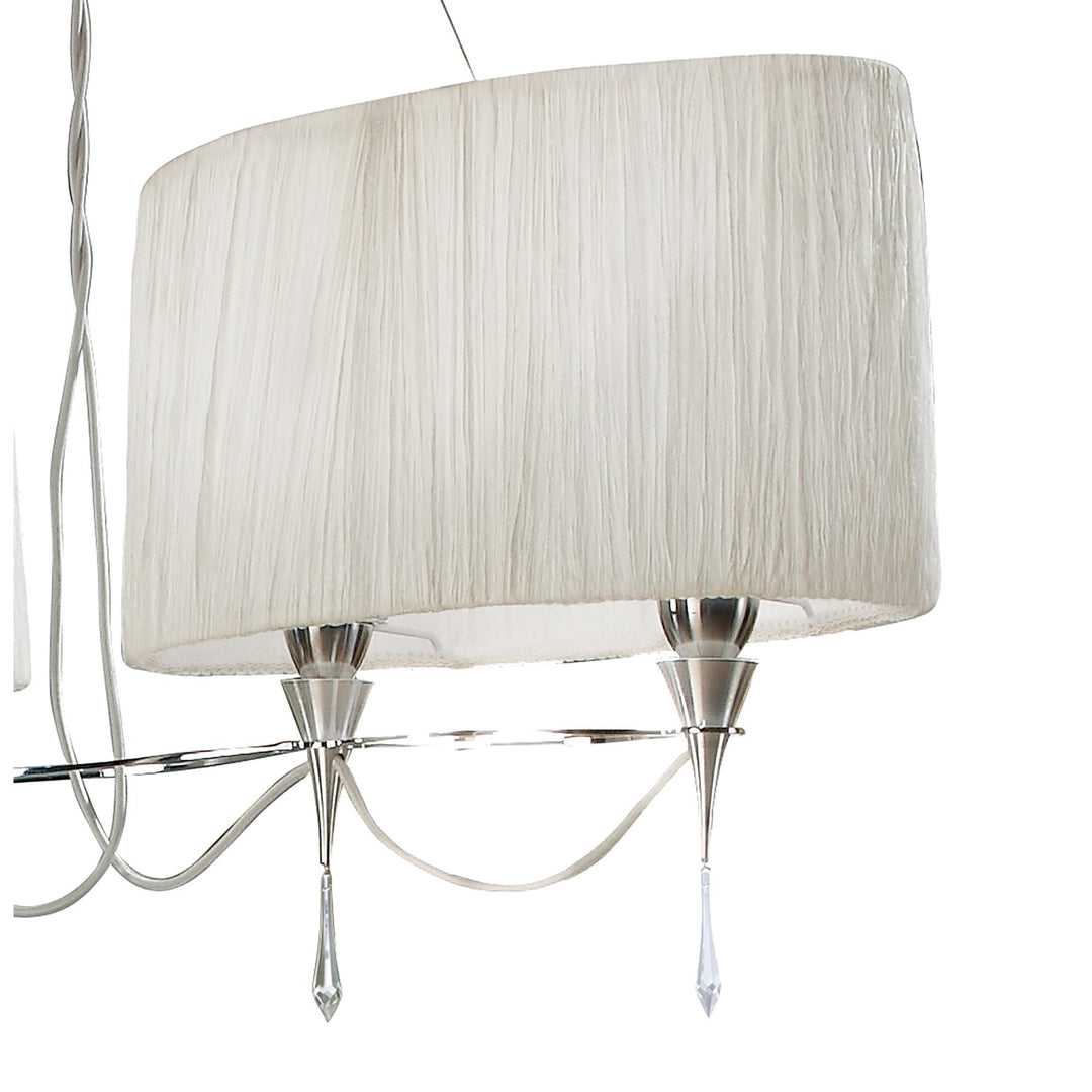 Mantra M1311 Lucca Linear Pendant 2 Arm 4 Light E27 Line Polished Chrome White Shades & Clear Crystal