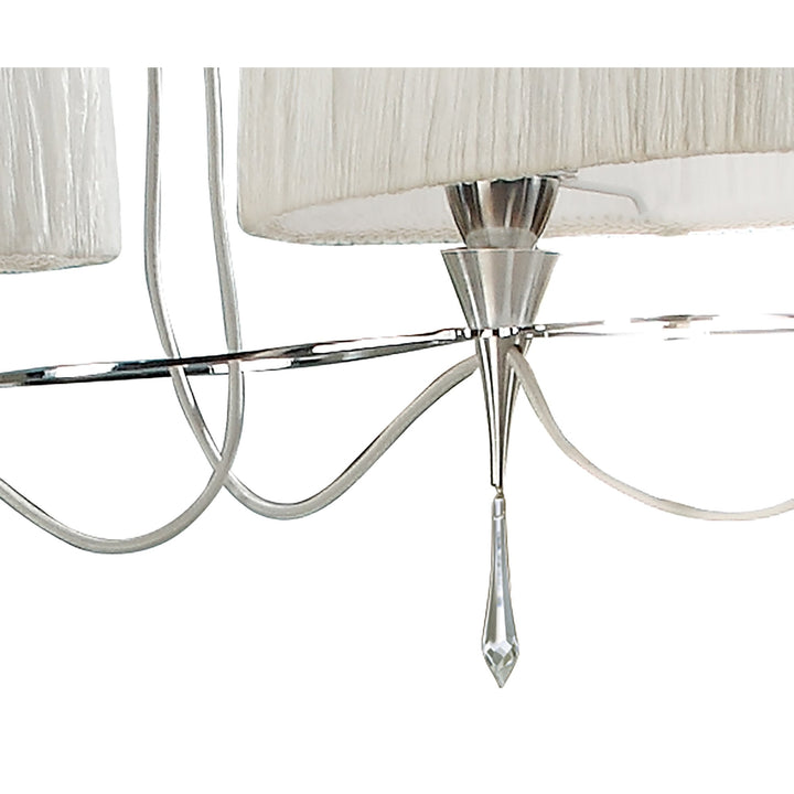 Mantra M1311 Lucca Linear Pendant 2 Arm 4 Light E27 Line Polished Chrome White Shades & Clear Crystal