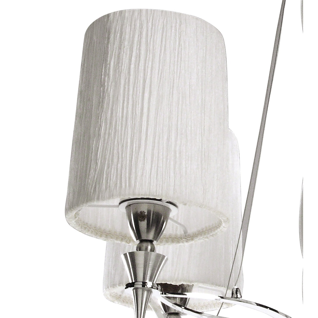 Mantra M1312 Lucca Pendant 4 Light E27 Polished Chrome White Shades & Clear Crystal