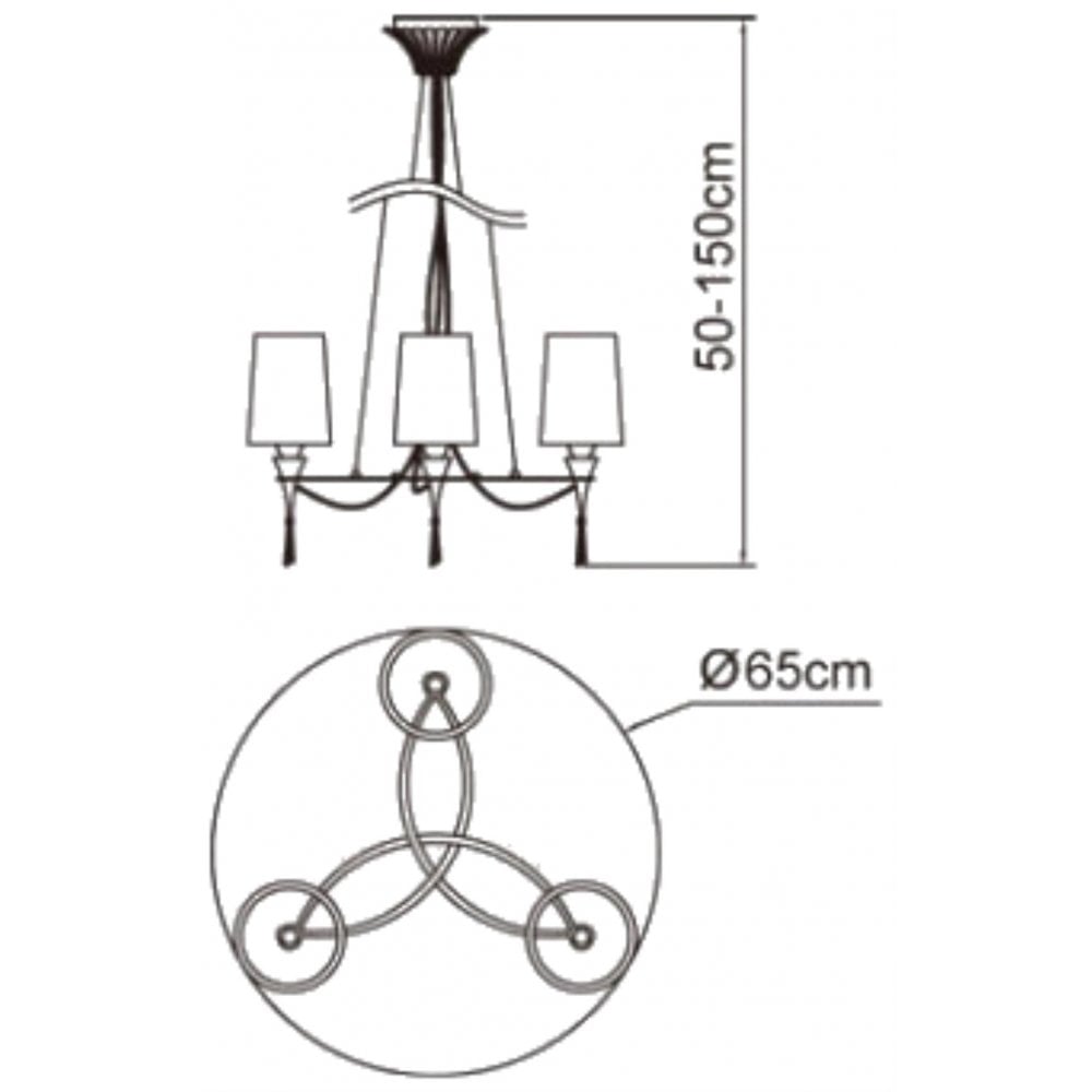 Mantra M1313 Lucca Pendant 3 Light E27 Polished Chrome White Shades & Clear Crystal