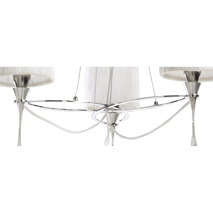 Mantra M1313 Lucca Pendant 3 Light E27 Polished Chrome White Shades & Clear Crystal