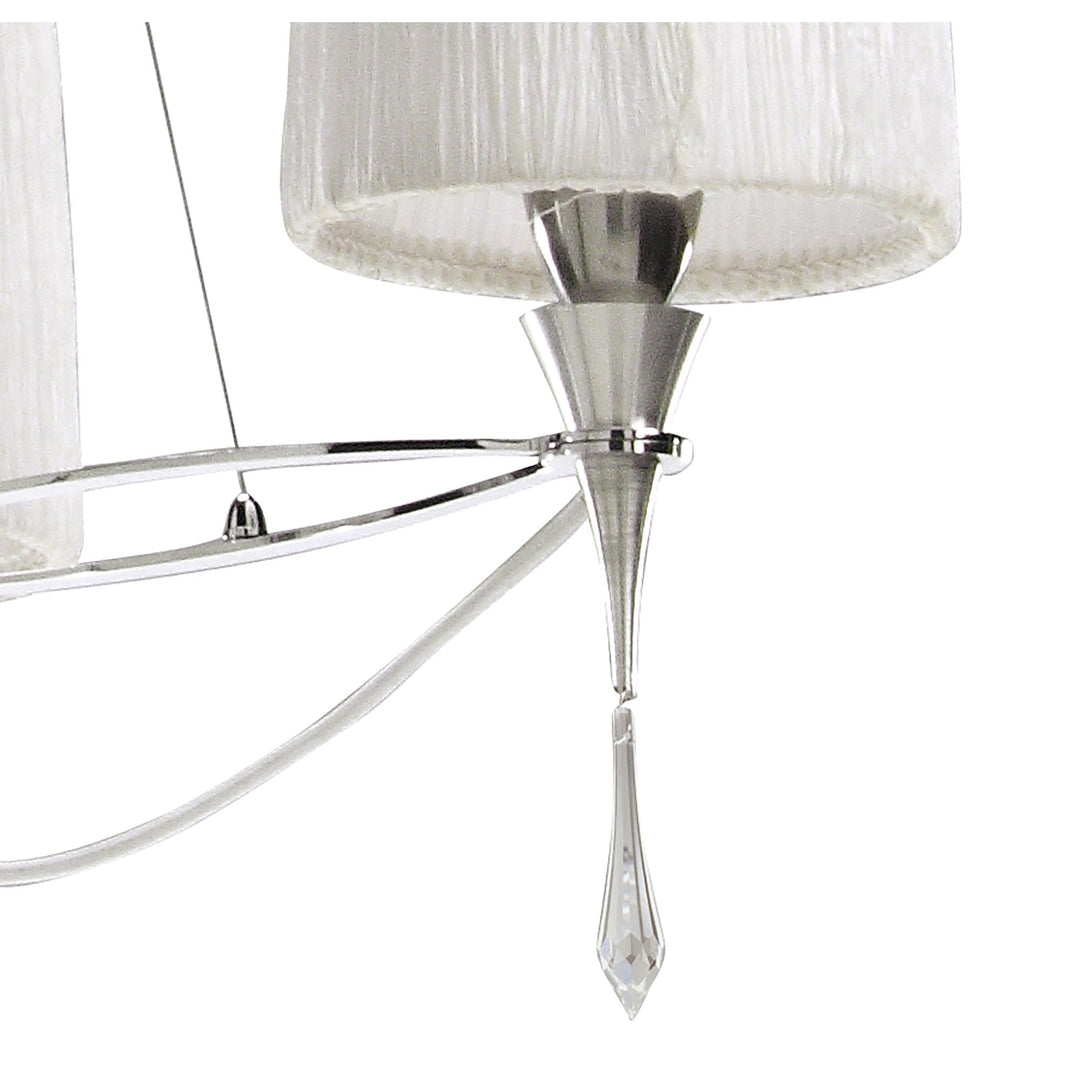 Mantra M1313 Lucca Pendant 3 Light E27 Polished Chrome White Shades & Clear Crystal