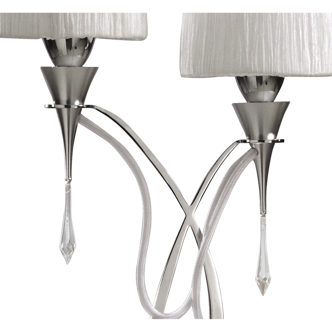 Mantra M1314 Lucca Table Lamp 2 Light E27 Polished Chrome White Shades & Clear Crystal