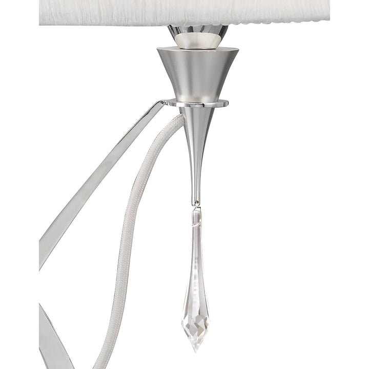 Mantra M1316 Lucca Table Lamp 2 Light E27 Small Polished Chrome White Shade & Clear Crystal