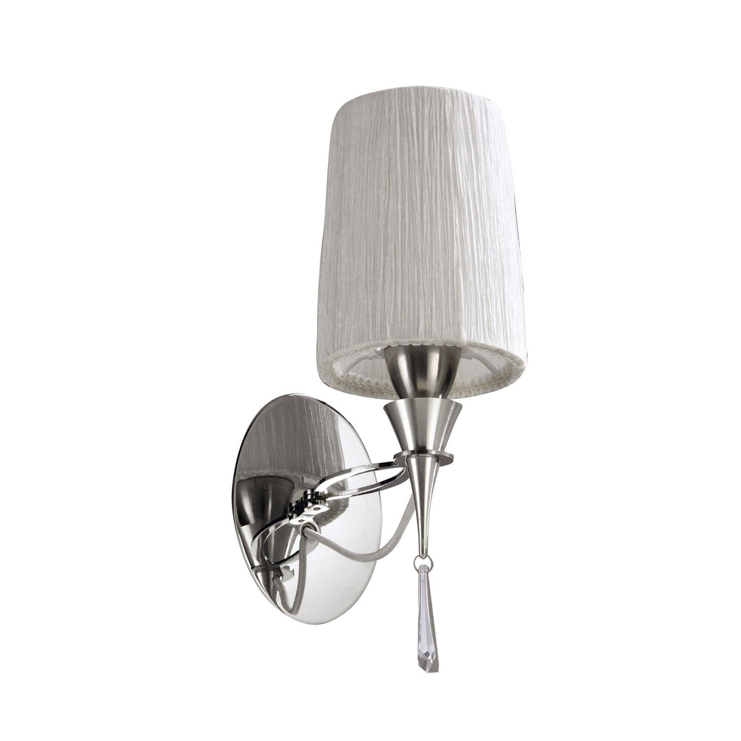 Mantra M1317/S Lucca Wall Lamp Switched 1 Light E27 Polished Chrome White Shade & Clear Crystal