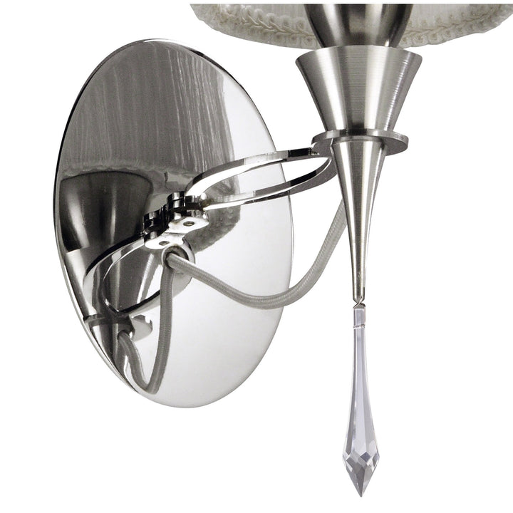 Mantra M1317/S Lucca Wall Lamp Switched 1 Light E27 Polished Chrome White Shade & Clear Crystal