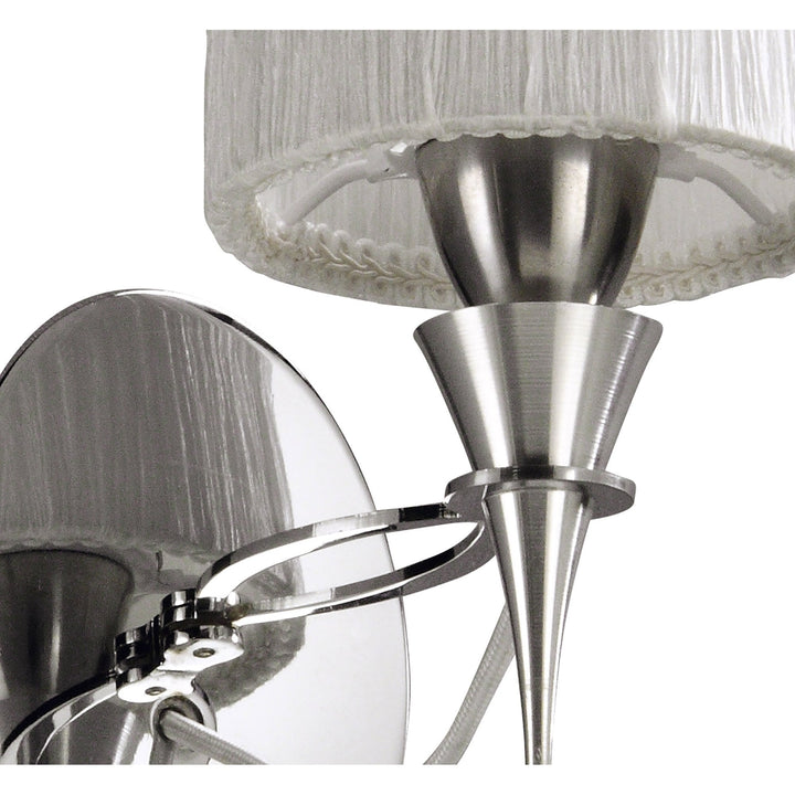 Mantra M1317/S Lucca Wall Lamp Switched 1 Light E27 Polished Chrome White Shade & Clear Crystal