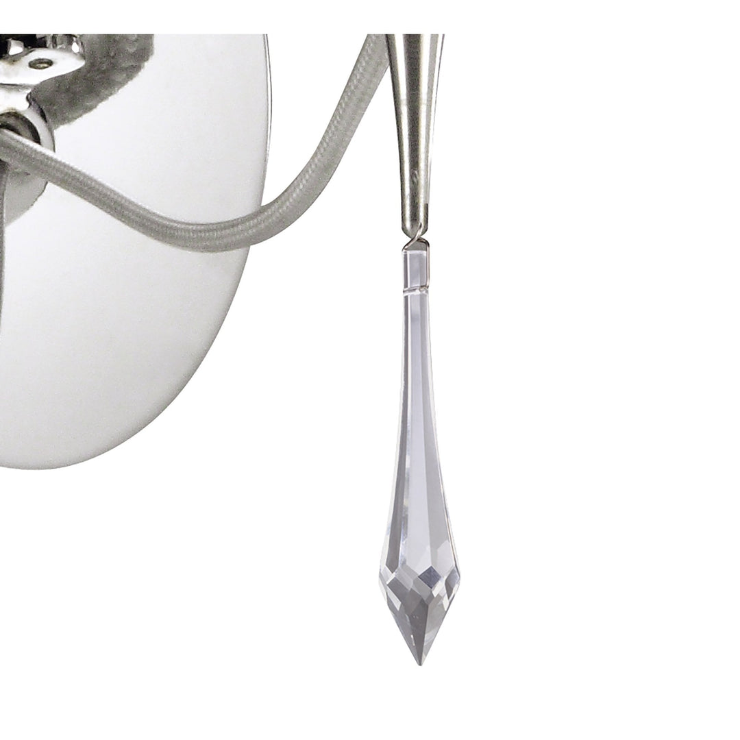 Mantra M1317/S Lucca Wall Lamp Switched 1 Light E27 Polished Chrome White Shade & Clear Crystal