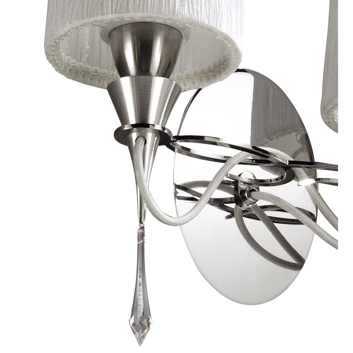 Mantra M1318/S Lucca Wall Lamp Switched 2 Light E27 Polished Chrome White Shades & Clear Crystal