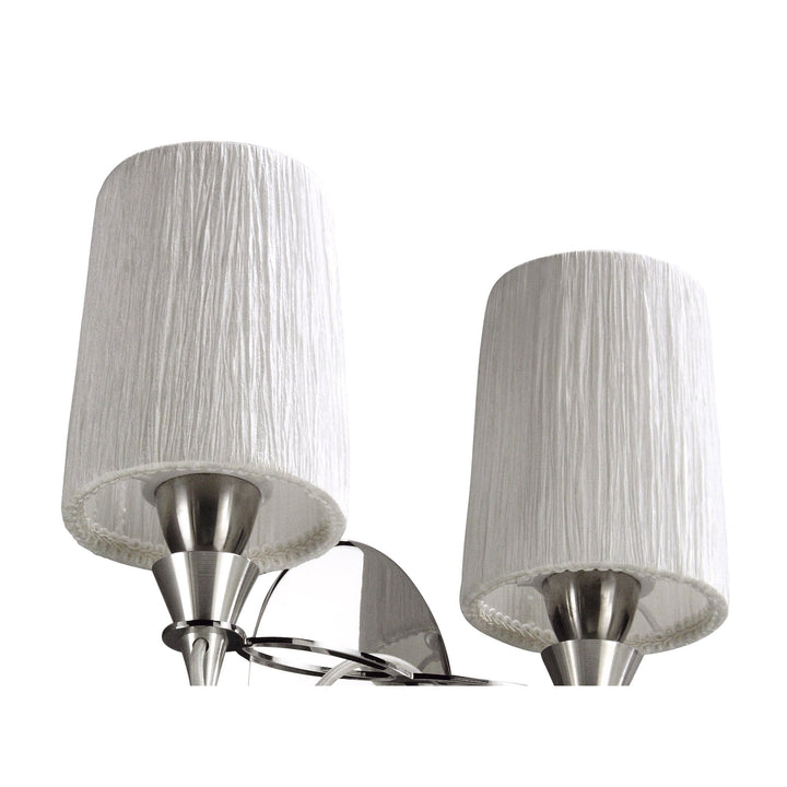 Mantra M1318/S Lucca Wall Lamp Switched 2 Light E27 Polished Chrome White Shades & Clear Crystal