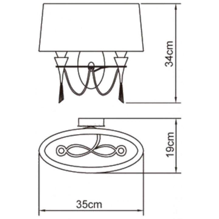 Mantra M1340/S Lucca Wall Lamp Switched 2 Light E27 Polished Chrome White Shade & Clear Crystal