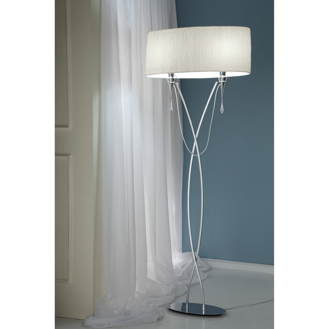 Mantra M1340/S Lucca Wall Lamp Switched 2 Light E27 Polished Chrome White Shade & Clear Crystal