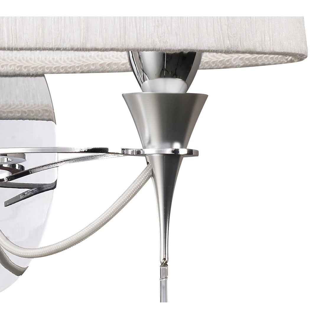 Mantra M1340/S Lucca Wall Lamp Switched 2 Light E27 Polished Chrome White Shade & Clear Crystal