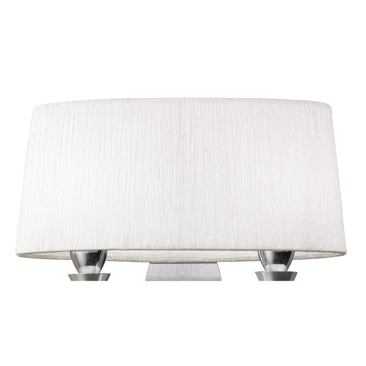 Mantra M1340/S Lucca Wall Lamp Switched 2 Light E27 Polished Chrome White Shade & Clear Crystal