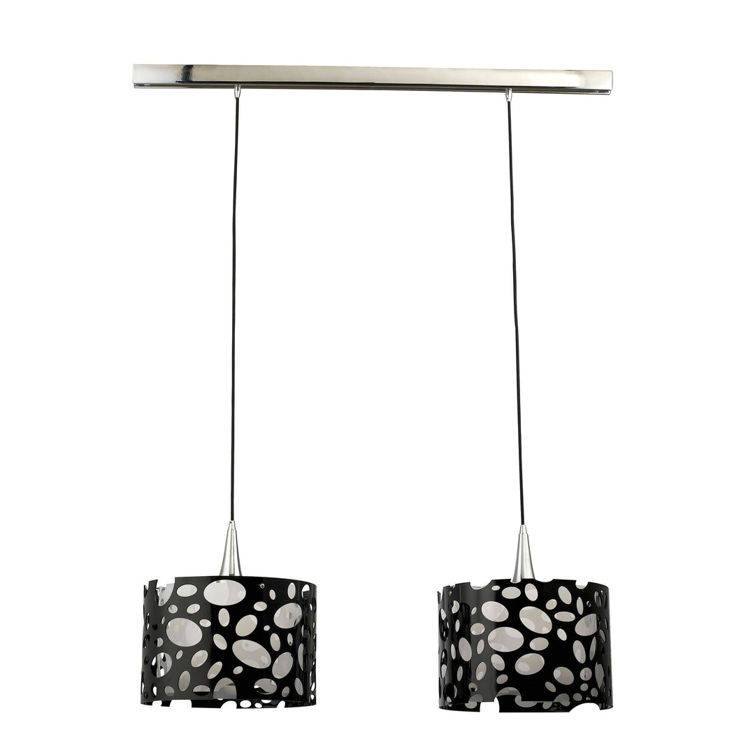 Mantra M1350 Lupin Linear Pendant 2 Light E27 Line Gloss Black/White Acrylic/Polished Chrome