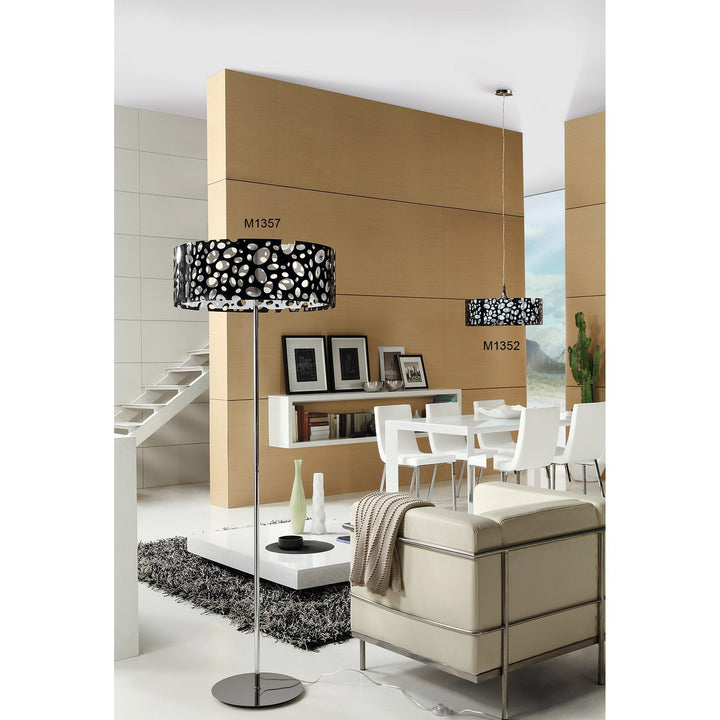 Mantra M1350 Lupin Linear Pendant 2 Light E27 Line Gloss Black/White Acrylic/Polished Chrome