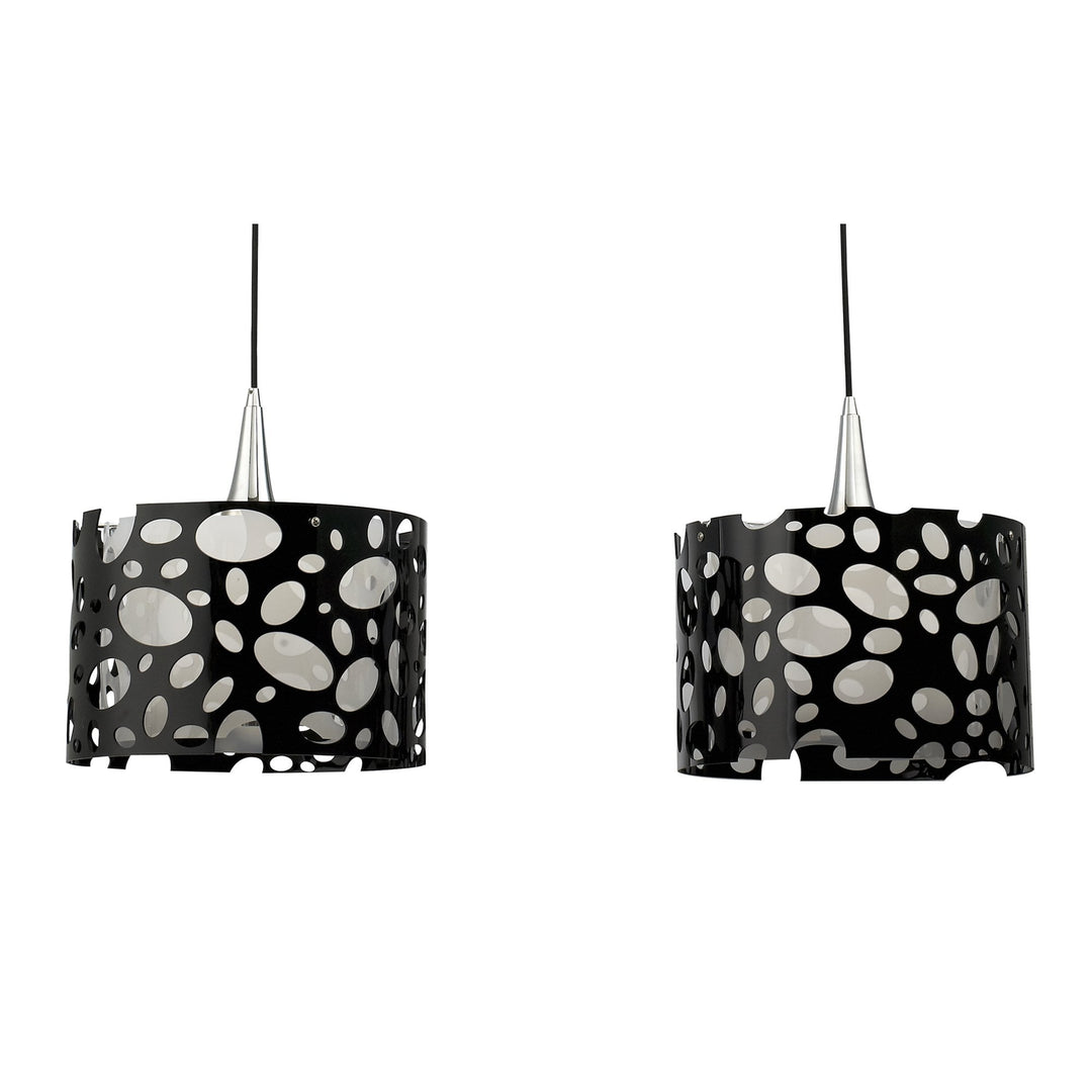 Mantra M1350 Lupin Linear Pendant 2 Light E27 Line Gloss Black/White Acrylic/Polished Chrome