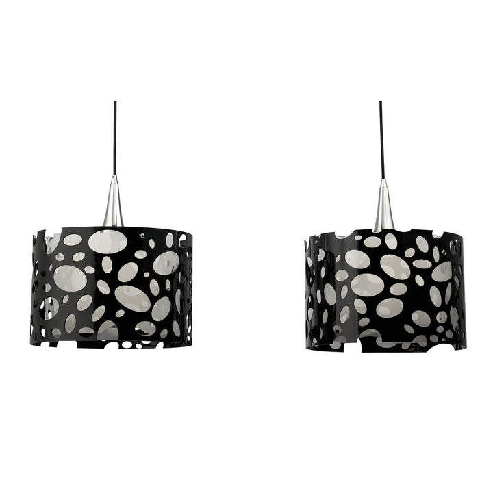 Mantra M1350 Lupin Linear Pendant 2 Light E27 Line Gloss Black/White Acrylic/Polished Chrome