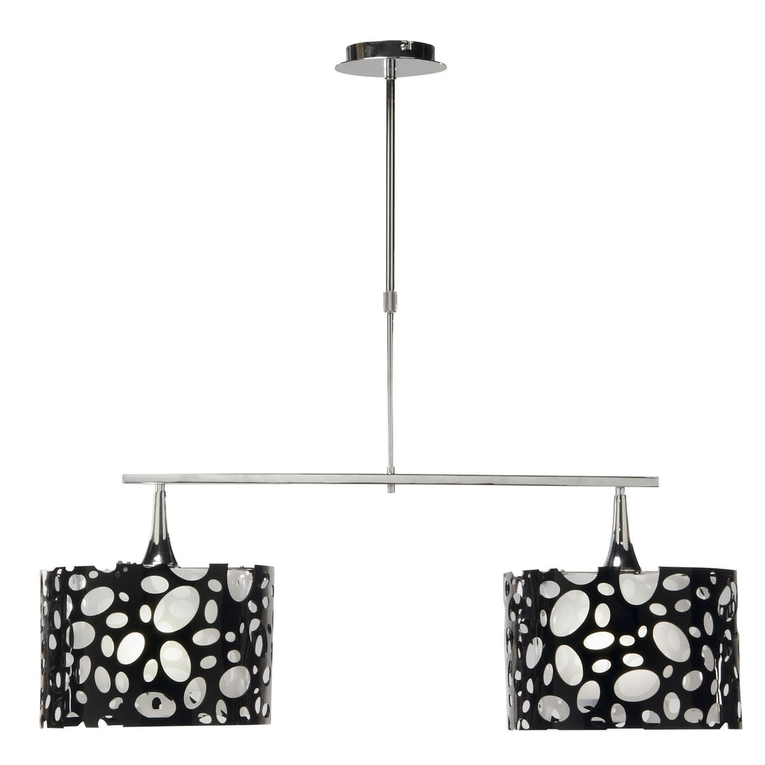 Mantra M1358 Lupin Linear Pendant 2 Light E27 Gloss Black White Acrylic Polished Chrome