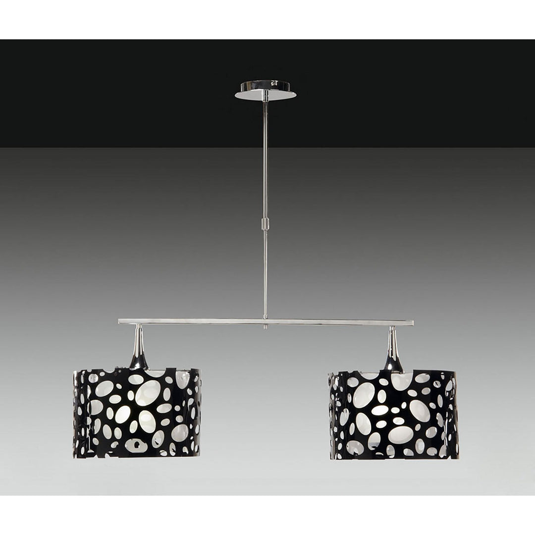 Mantra M1358 Lupin Linear Pendant 2 Light E27 Gloss Black White Acrylic Polished Chrome