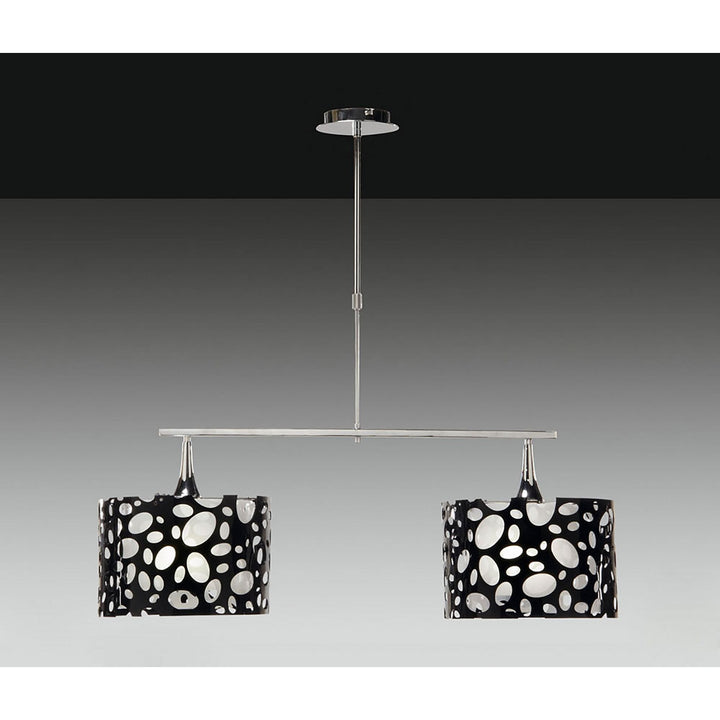 Mantra M1358 Lupin Linear Pendant 2 Light E27 Gloss Black White Acrylic Polished Chrome